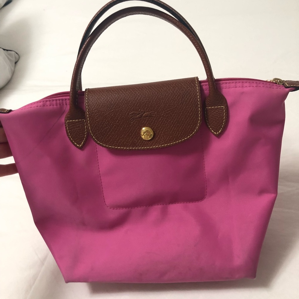 Longchamp small pink tote bag